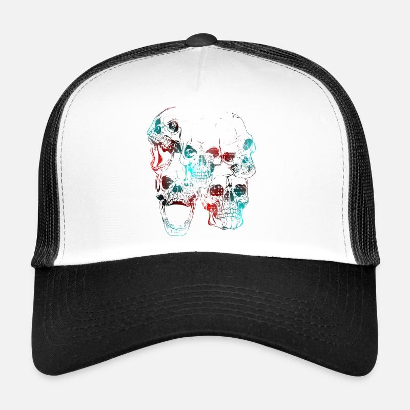 skull - Trucker Cap - white/black