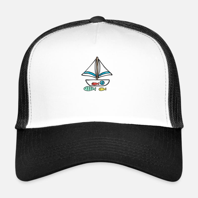 Segelboot - Trucker Cap - Weiß/Schwarz