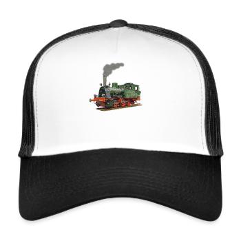 Dampflok Klein Lokomotive Eisenbahn - Trucker Cap - Weiß/Schwarz - Vorne