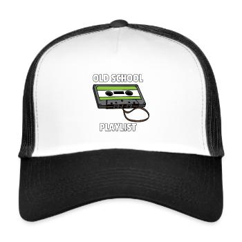 Cassette cassette audio cassette audio cadeau des années 80 - Casquette trucker  - blanc/noir - Devant