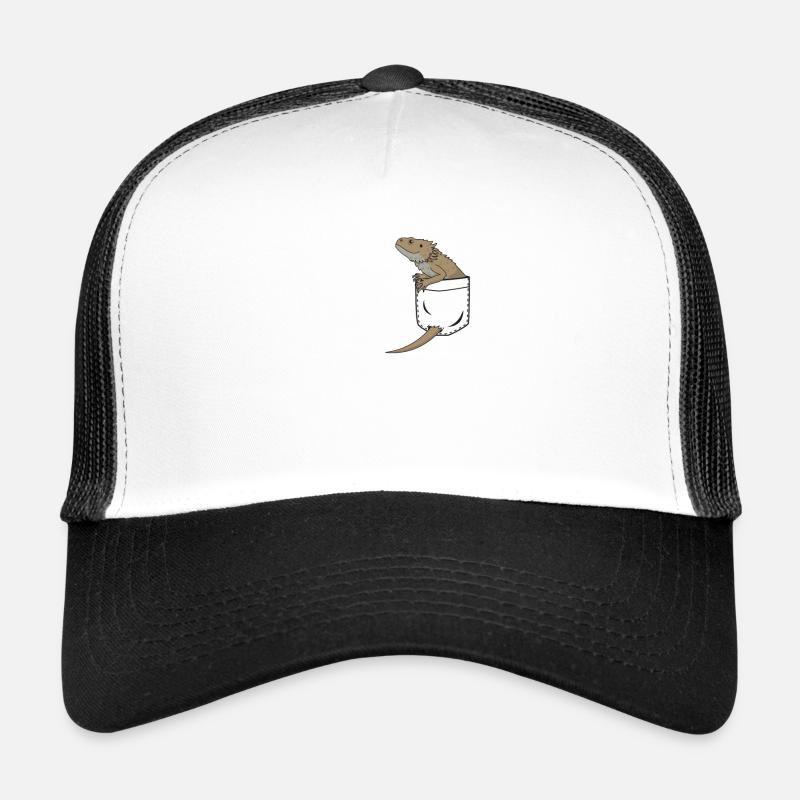 Bartagame Reptil Reptilien Terrarium Geschenk - Trucker Cap - Weiß/Schwarz