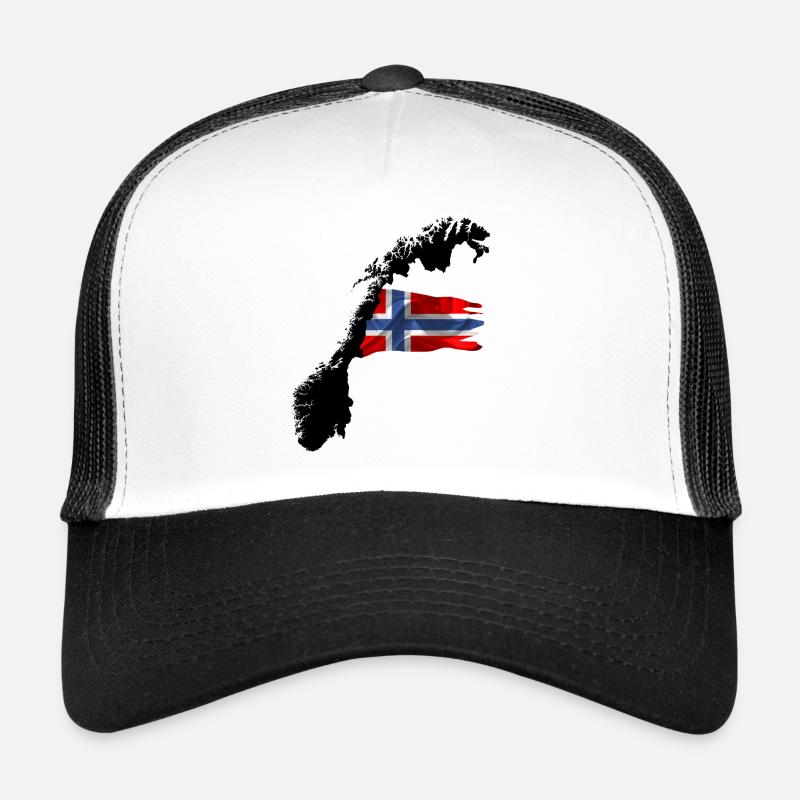Norwegisch - Trucker Cap - Weiß/Schwarz