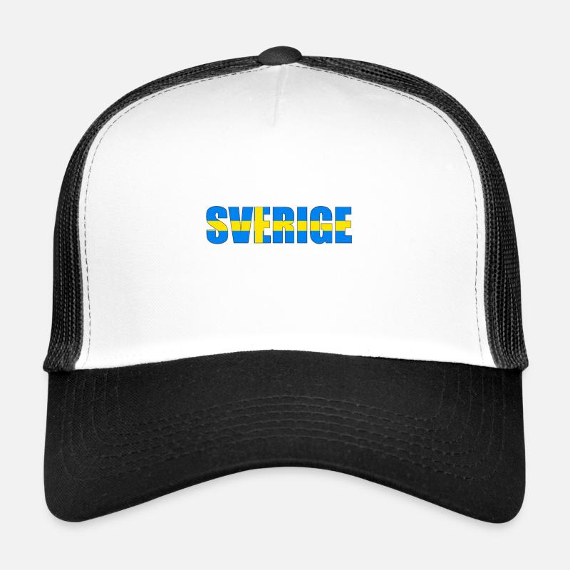 Schweden Flaggenbuchstaben - Trucker Cap - Weiß/Schwarz
