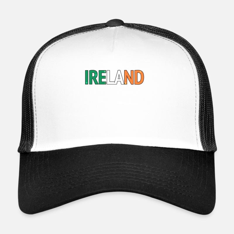 Irland Farbblock Typografie - Trucker Cap - Weiß/Schwarz