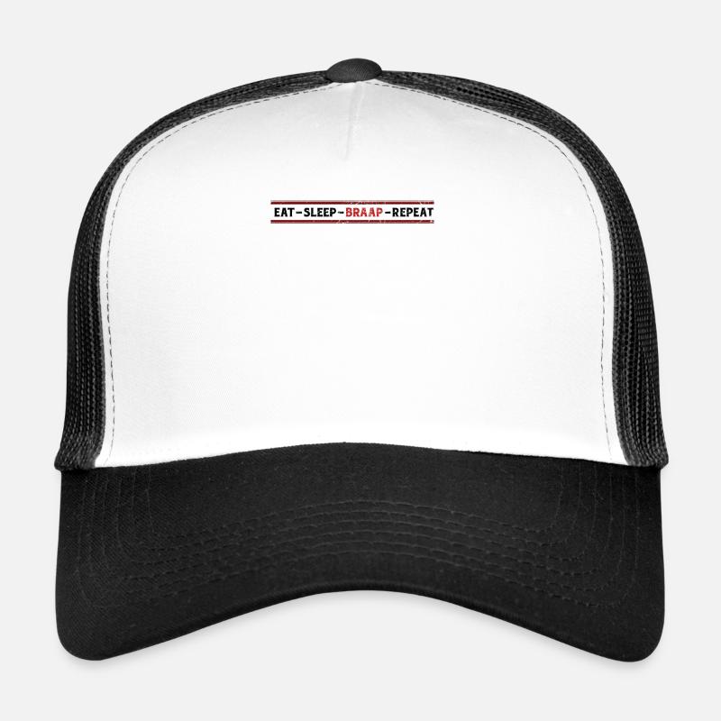 Eat Sleep Braap Repeat, Motocross, Simson Suhl - Trucker Cap - Weiß/Schwarz