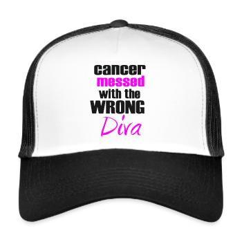Cancer foiré avec une mauvaise Diva - lutte contre le cancer - Casquette trucker  - blanc/noir - Devant
