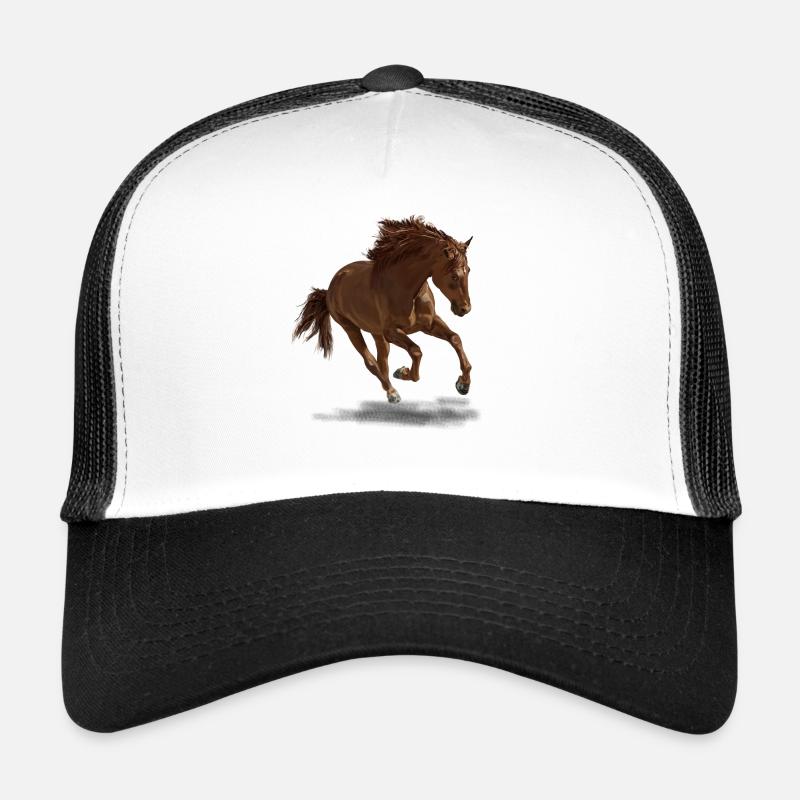 Pferd - Trucker Cap - Weiß/Schwarz