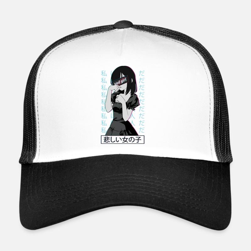Anime Sad Waifu - Trucker Cap - Weiß/Schwarz