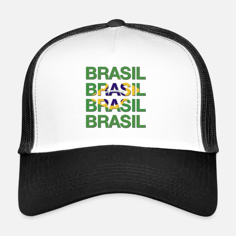 BRASIL Logo multiple Vert Jaune Bleu - Casquette trucker  - blanc/noir
