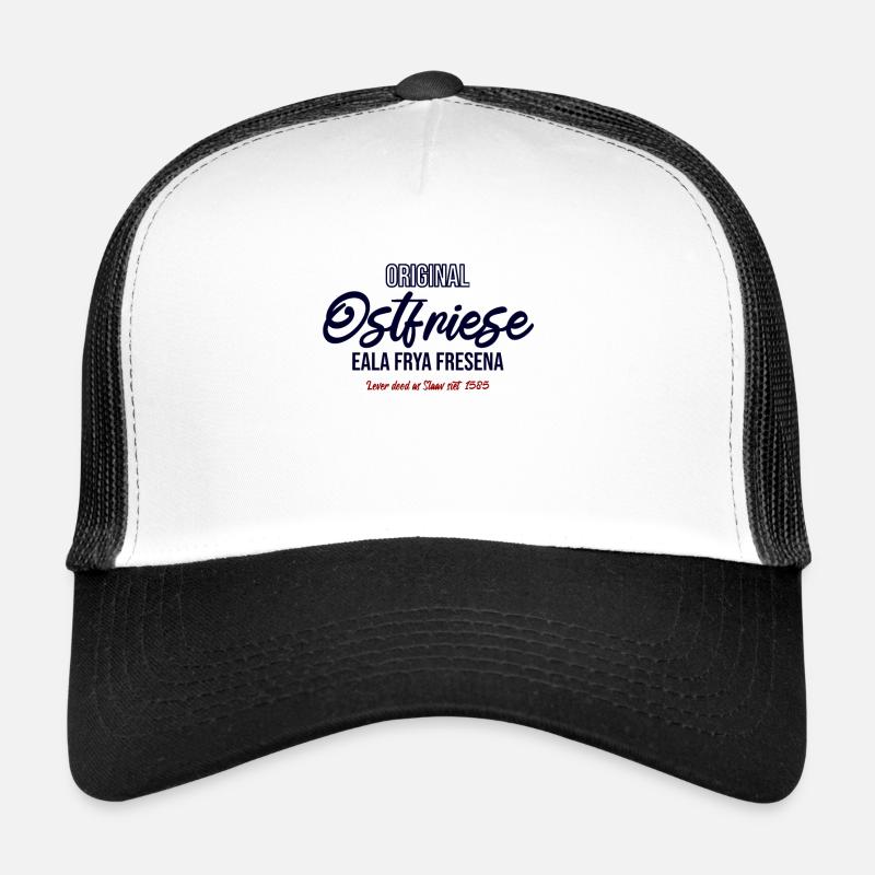 Lever Dood Slaav Ostfriese Plattdeutsch Geschenk - Trucker Cap - Weiß/Schwarz