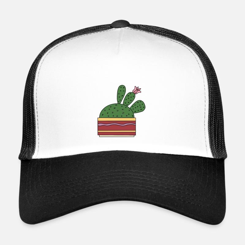 Cactus avec belle fleur - Casquette trucker  - blanc/noir