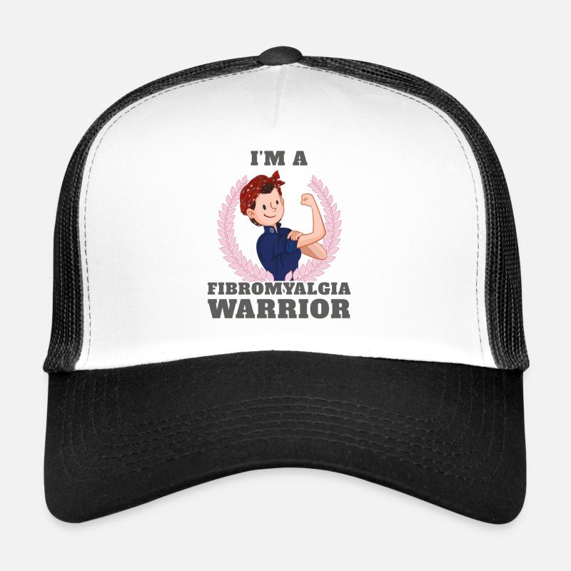 Ich bin ein Fibromyalgie-Krieger FM Bewusstseins-Geschenk-Geschenk - Trucker Cap - Weiß/Schwarz