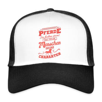 Pferdespruch Pferdesprüche Geschenkidee - Trucker Cap - Weiß/Schwarz - Vorne