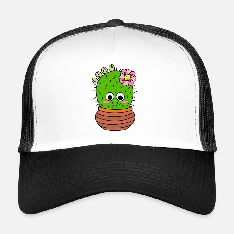 Chunky Cactus With Pink Flower And Buds Trucker Cap
