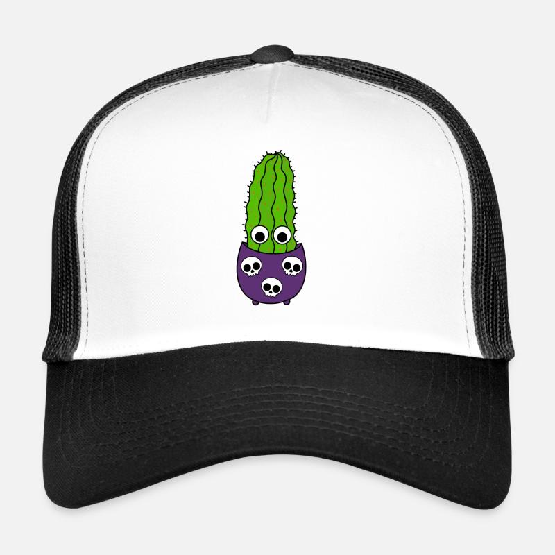Grand Cactus Dans Un Pot De Crâne D'halloween Casquette trucker 