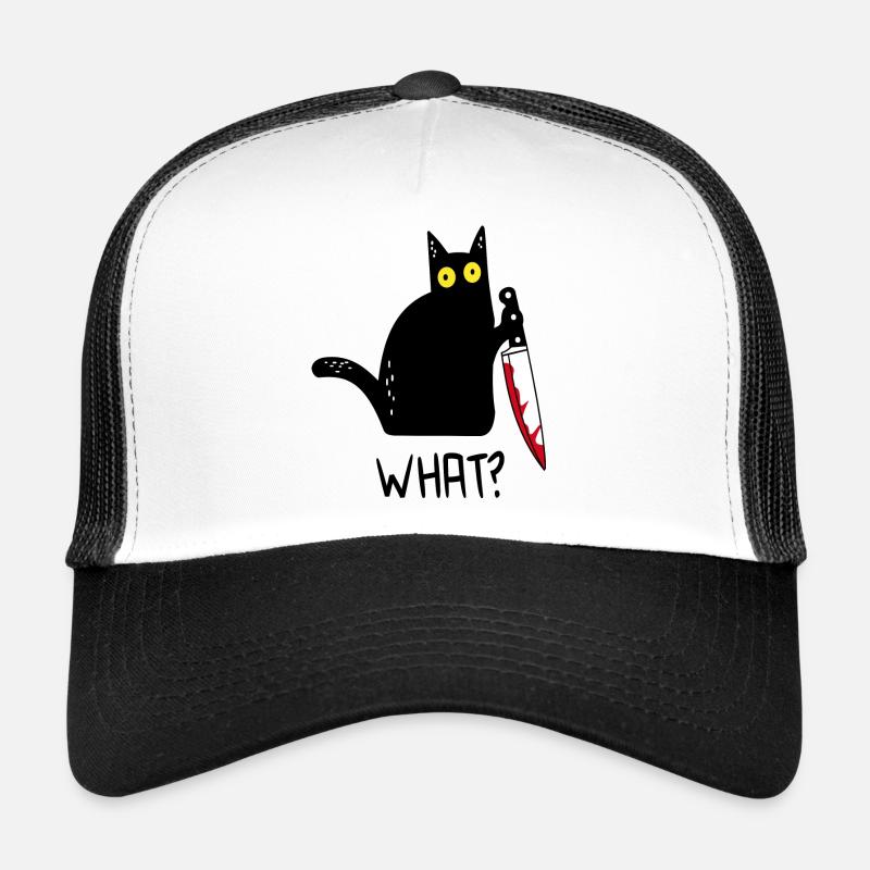 Chat noir Quoi ? - Casquette trucker  - blanc/noir