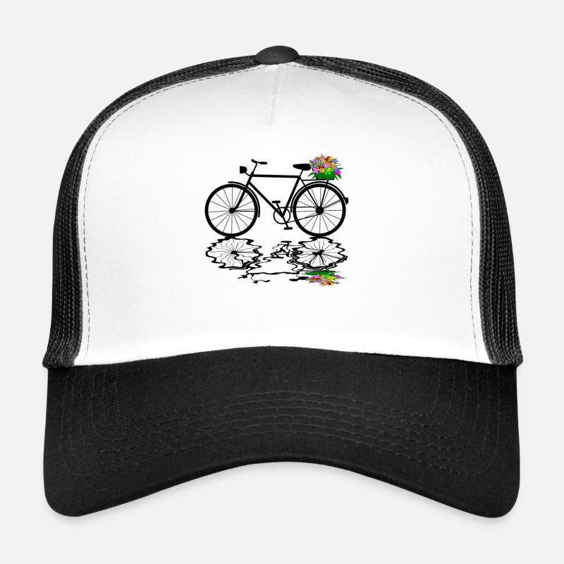 fahrrad blumen radfahrer - Trucker Cap - Weiß/Schwarz
