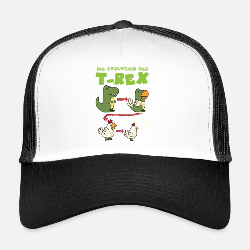 Huhn Hühner T-Rex Dinosaurier Dino - Trucker Cap - Weiß/Schwarz