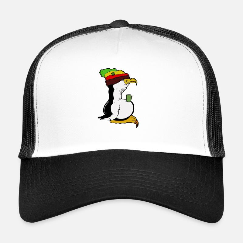 Tux Linux Pingouin Pingouin pause café maniaque Rasta Casquette trucker 