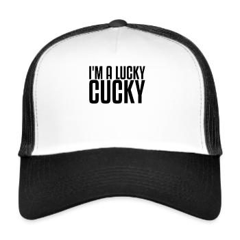 Je suis un chanceux chanceux | Cocu, Cocu, Femme Chaude - Casquette trucker  - blanc/noir - Devant