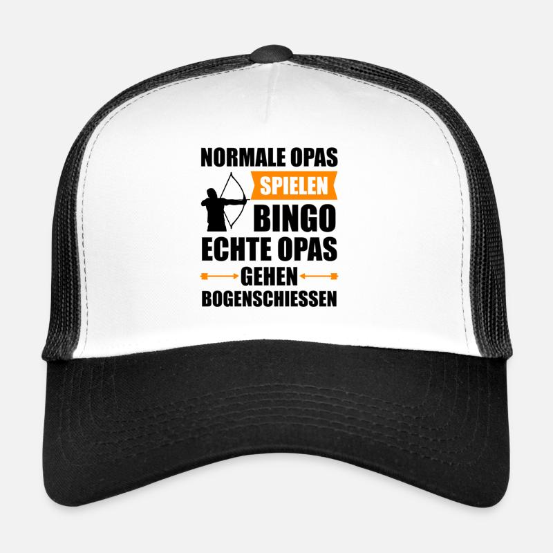 Bogenschießen Bogenschütze Bogen Opa Geschenk - Trucker Cap - Weiß/Schwarz