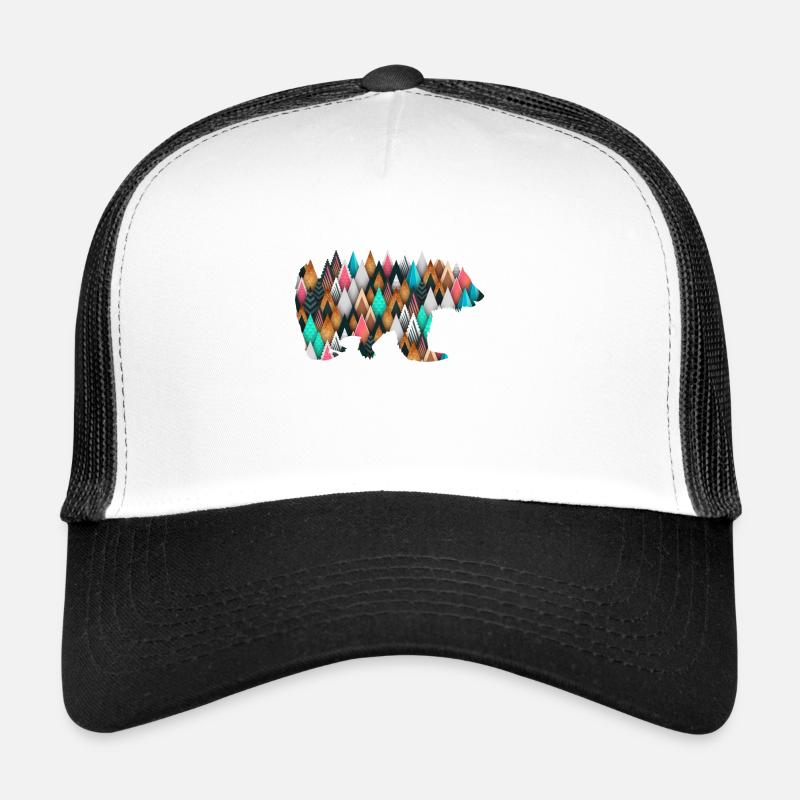 Triangles géométriques Bear Wilderness - Casquette trucker  - blanc/noir