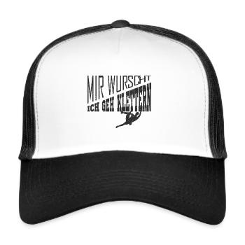 Kletterer Mir wurscht ich geh klettern - Trucker Cap - Weiß/Schwarz - Vorne