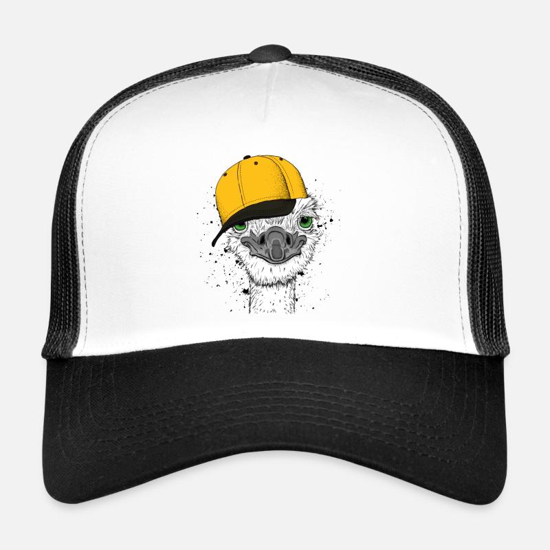 Knuffiger Strauß - Was guckst du? - Trucker Cap - Weiß/Schwarz
