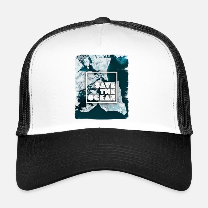 SAVE THE OCEAN - Casquette trucker  - blanc/noir