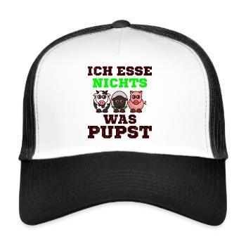 Vegetarier Spruch - Trucker Cap - Weiß/Schwarz - Vorne