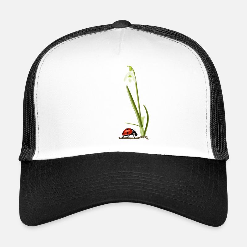 Spring, snowdrops, ladybugs - Trucker Cap - white/black