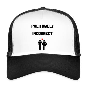 politically incorrect hetero couple gift heart - Trucker Cap - white/black - Front