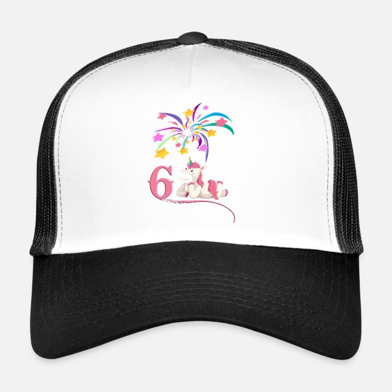 6e anniversaire - licorne avec feux d'artifice Casquette trucker 
