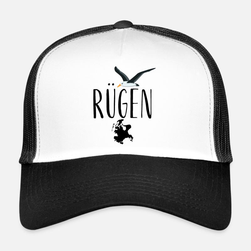 We love Rügen - Ostsee feeling Tshirt - Trucker Cap - Weiß/Schwarz
