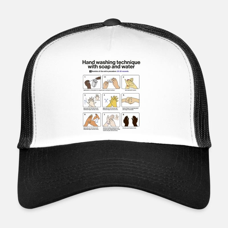 Hand Washing Instructions - Casquette trucker  - blanc/noir