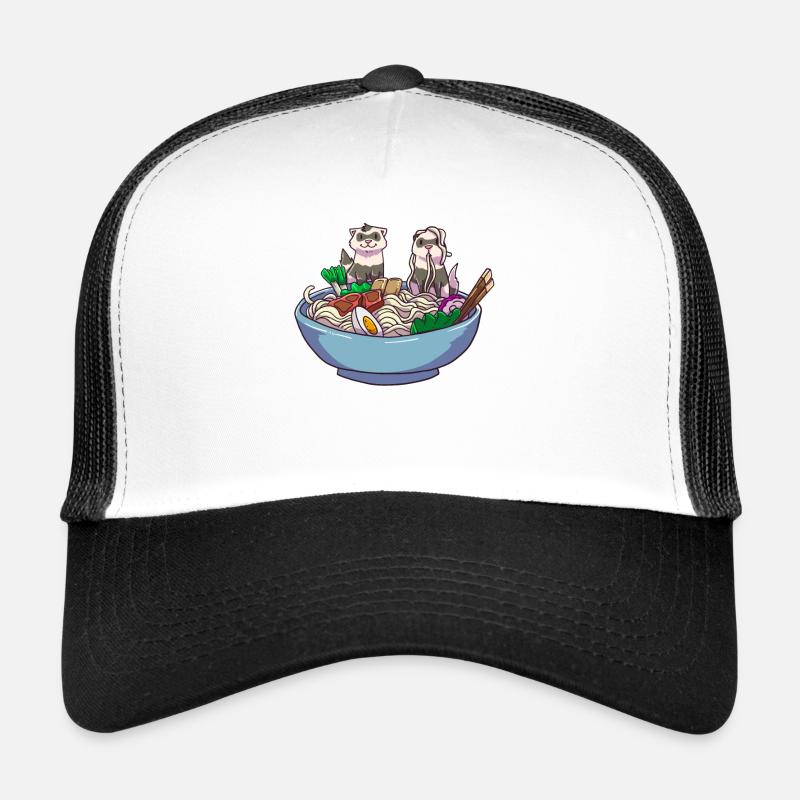 Furet dans l’illustration de la soupe de nouilles Casquette trucker 