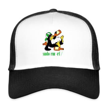 Linux Penguin Sudo Admin Funny Computer Science PC Nerd - Casquette trucker  - blanc/noir - Devant