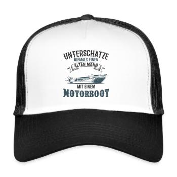 Motorboot - Trucker Cap - Weiß/Schwarz - Vorne