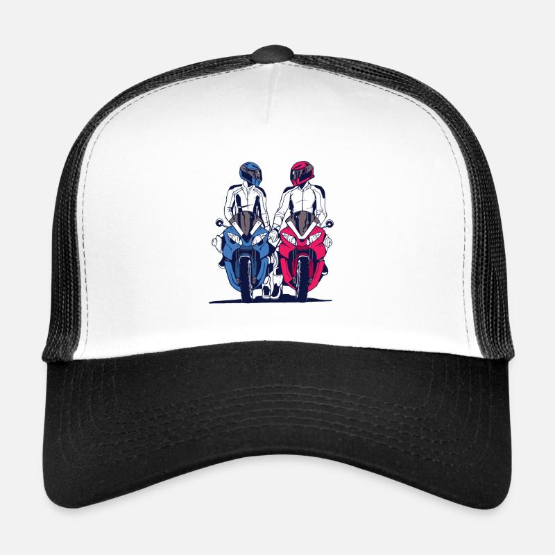 Motorradpaar Liebe - Trucker Cap - Weiß/Schwarz