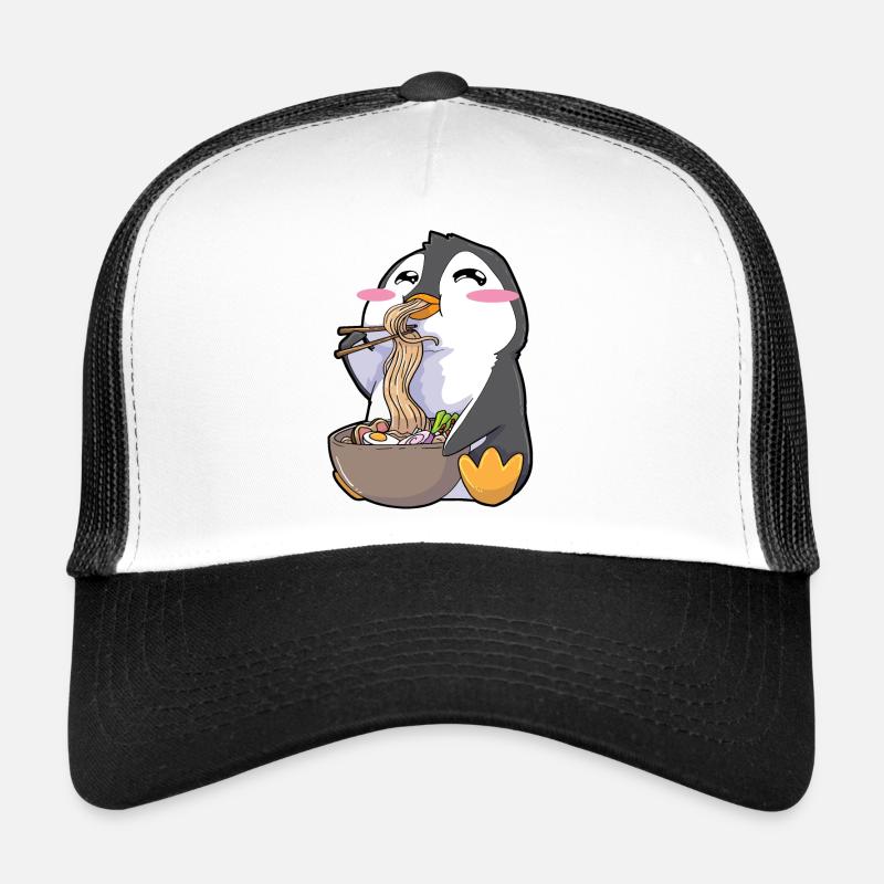 Funny Penguin Ramen Kawaii - Trucker Cap - white/black
