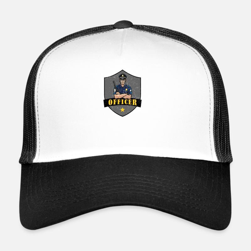 Police Officer Shield Logo Trucker Cap