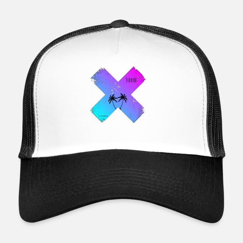 X-Palm Trees Beach Retro Floride Californie Casquette trucker 