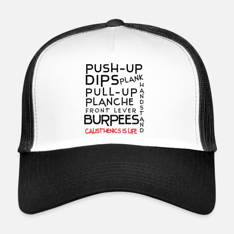 Calisthenics Exercises Motif with Statement - Trucker Cap - white/black