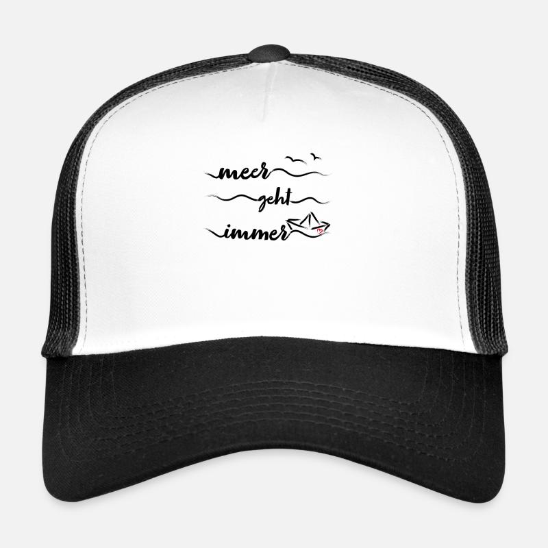 Papierschiff Meer Papierboot Papierschiffchen - Trucker Cap - Weiß/Schwarz