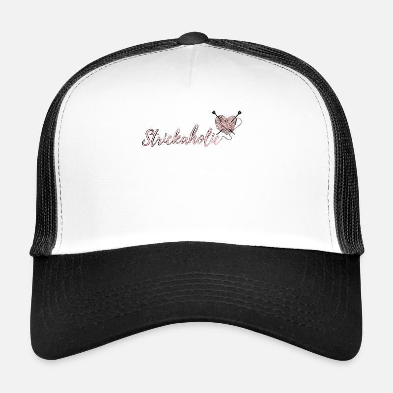 Wolle Stricken - Trucker Cap - Weiß/Schwarz