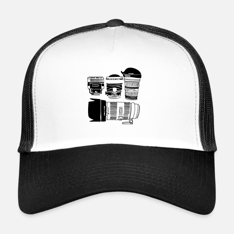 Kameraobjektiv - Trucker Cap - Weiß/Schwarz