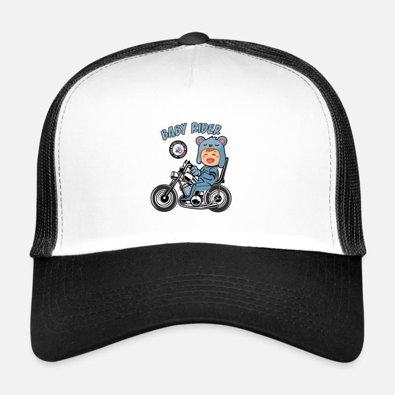 Bébé cavalier sur une moto dans le style dessin animé Casquette trucker 
