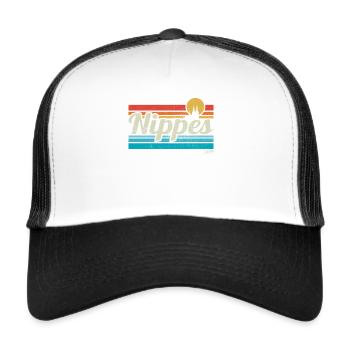 Nippes Veedel Köln Viertel Retro Vintage Surfer - Trucker Cap - Weiß/Schwarz - Vorne