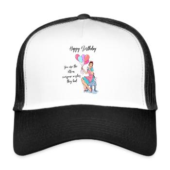 Happy Birthday Mom - Trucker Cap - Weiß/Schwarz - Vorne