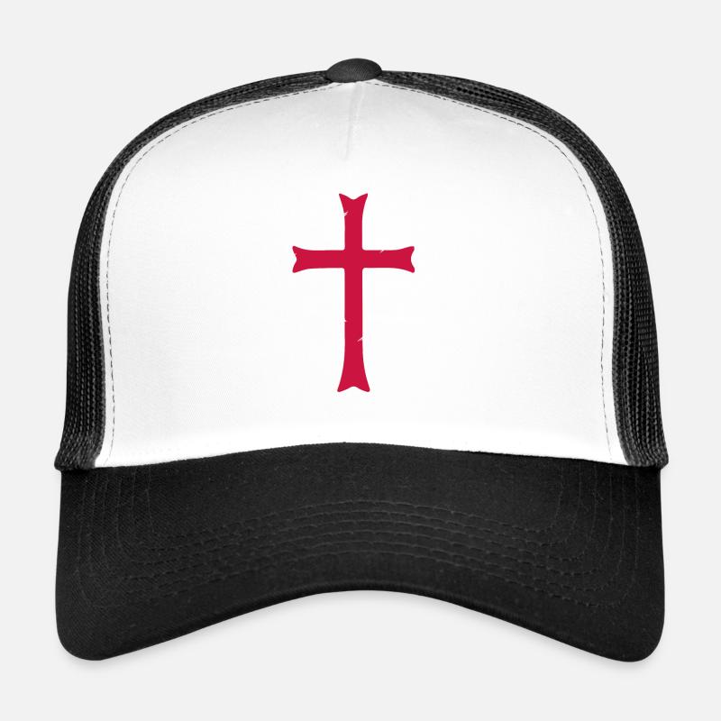 Croix de chevalier templier - Casquette trucker  - blanc/noir
